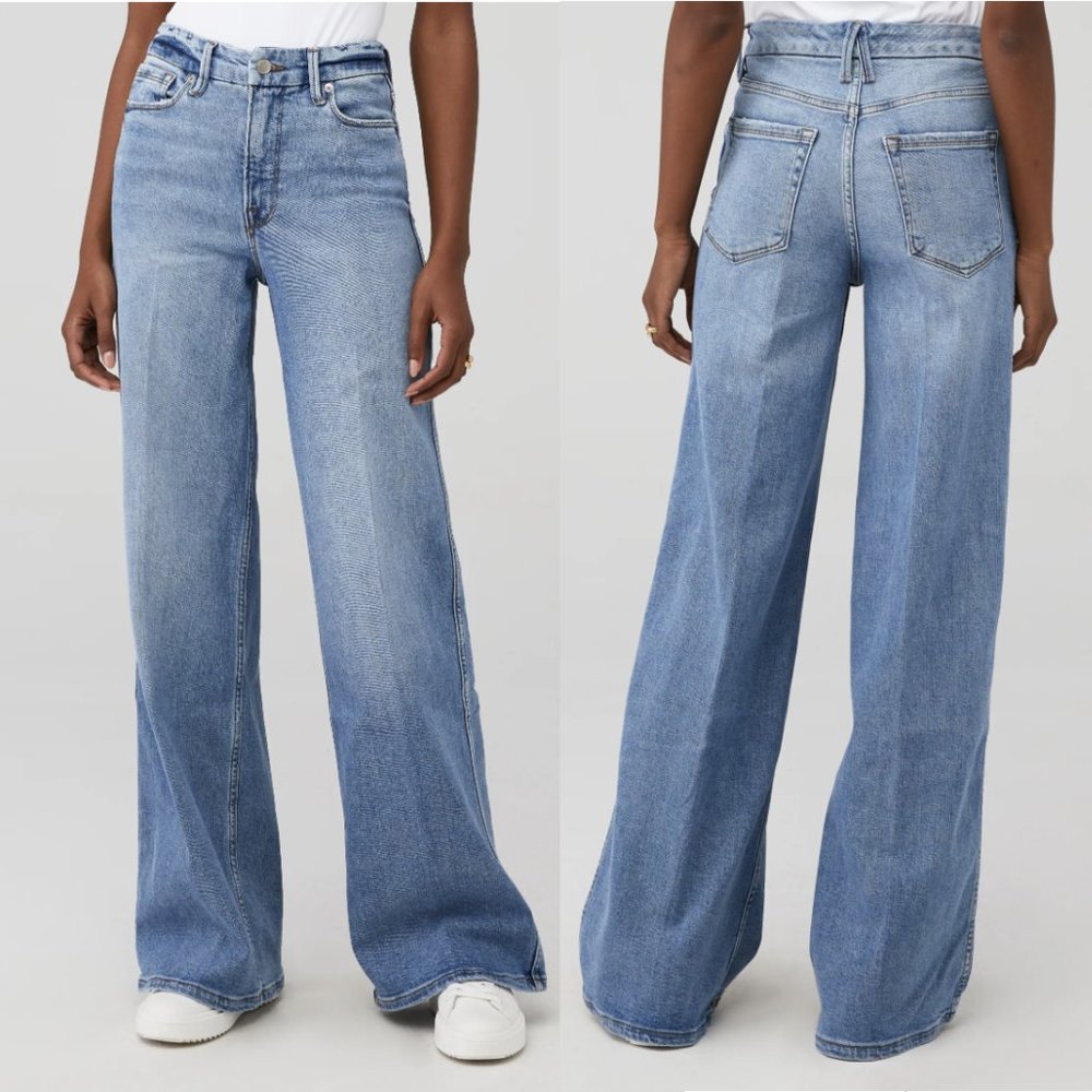 Good American | Good Skate Wide Leg Jeans GSL802T in Indigo 208 Sz. 6/28